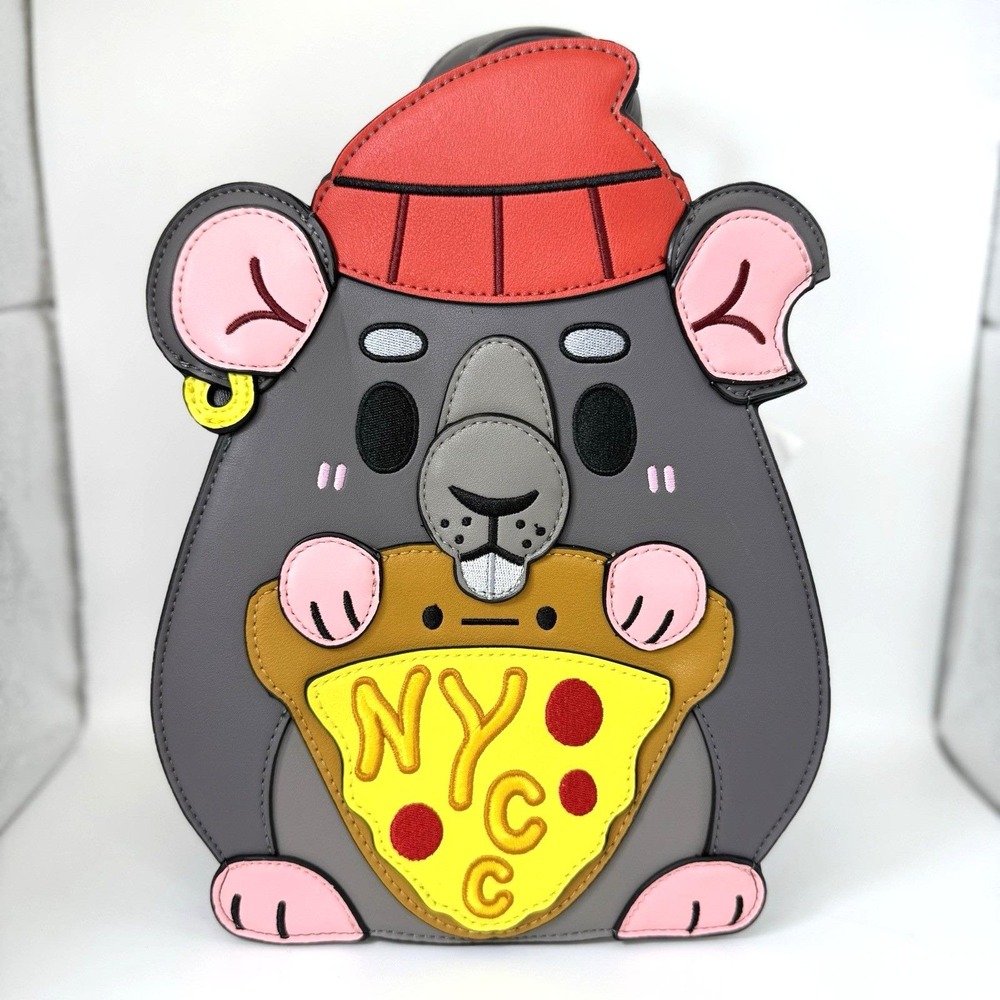 Squishable Pizza Rat Backpack NYCC 2024 Limited Edition Gray‎ Faux Leather NWT